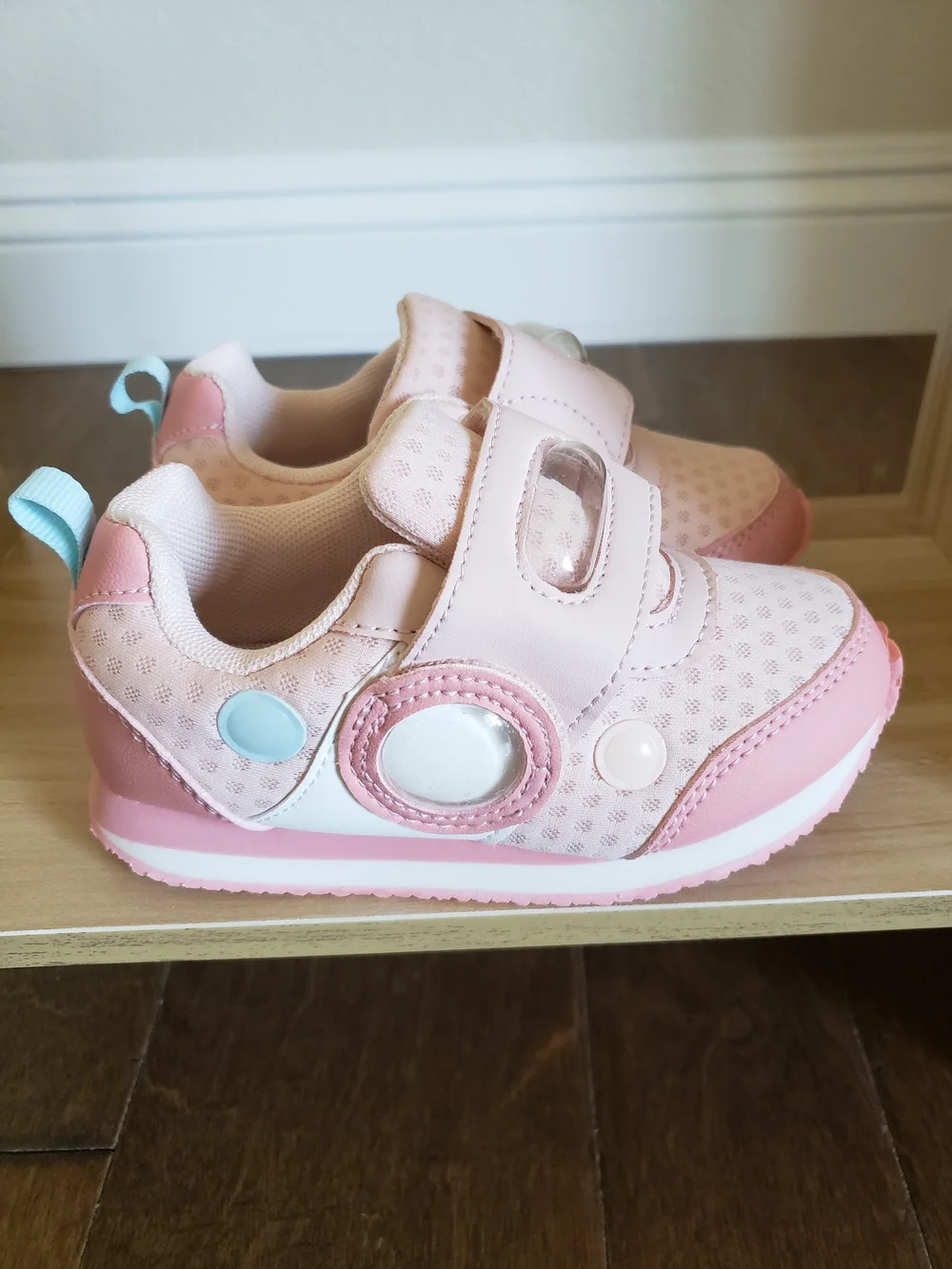 Dream Pairs Pink and Light Blue Kids Hook-and-Loop Sneakers 9T